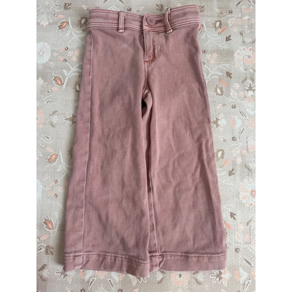 HM Kids Girls Dusty Rose Pink Wide Leg Jeans Toddler Size‎ 3T Stretch Denim